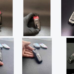 Ten full custom painted key fob finish thumbnails, group 02
