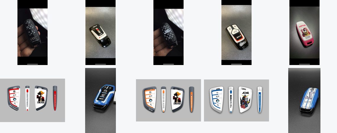 Custom Key Fob Finish Thumbnail Group 04 Ten full custom painted key fob finish thumbnails, group 04