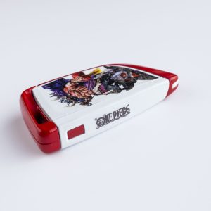 Custom painted aftermarket key fob shell in red and white